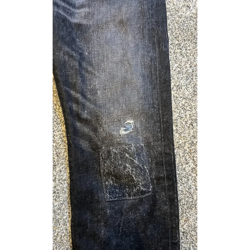 Levi's 501‎ Jeans Mens 32x32 Black Straight Leg Distressed Button Fly Denim